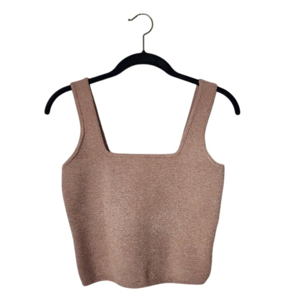 ABERCROMBIE & FITCH Soft AF Knit Square Neck Cropped Tank Coffee Size S